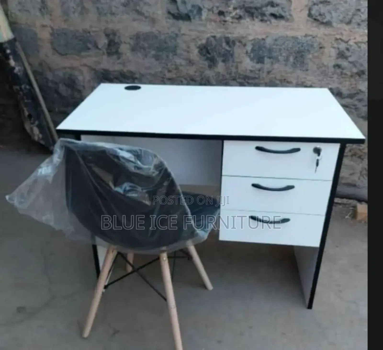 Black White Office Desk and Eames Chair
