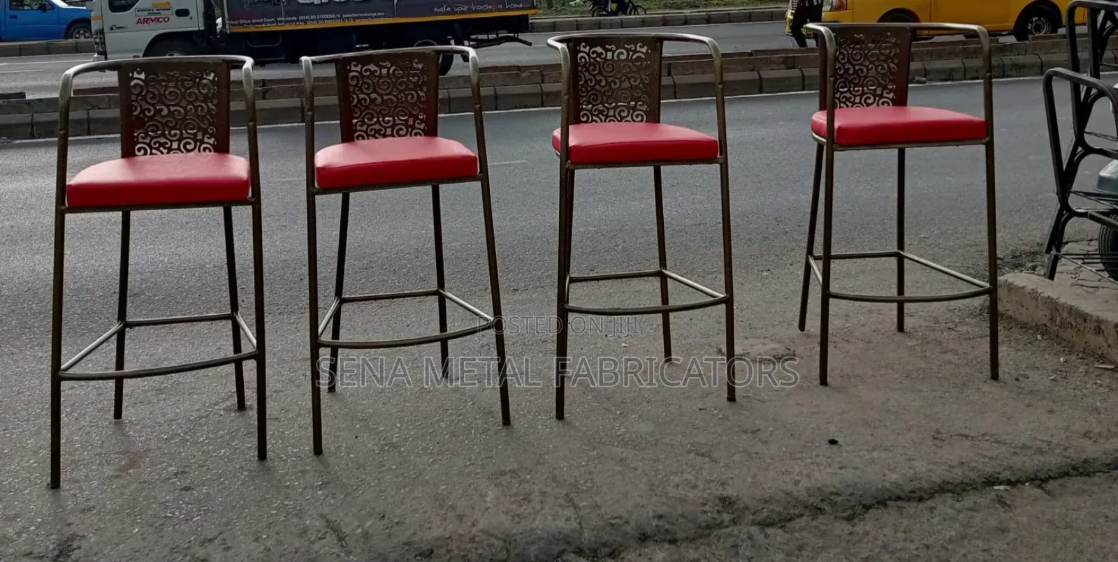 Bar Stools With Floral Metal Backrests