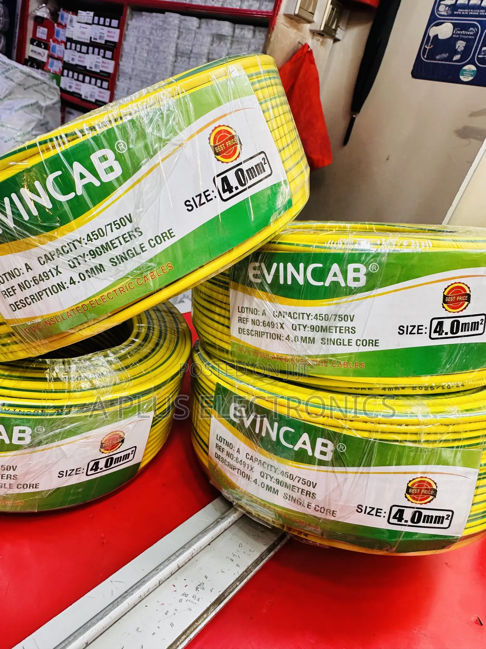Evincab 4.0mm Single Core Cable 90m(Yellow Green) – Pure Copper