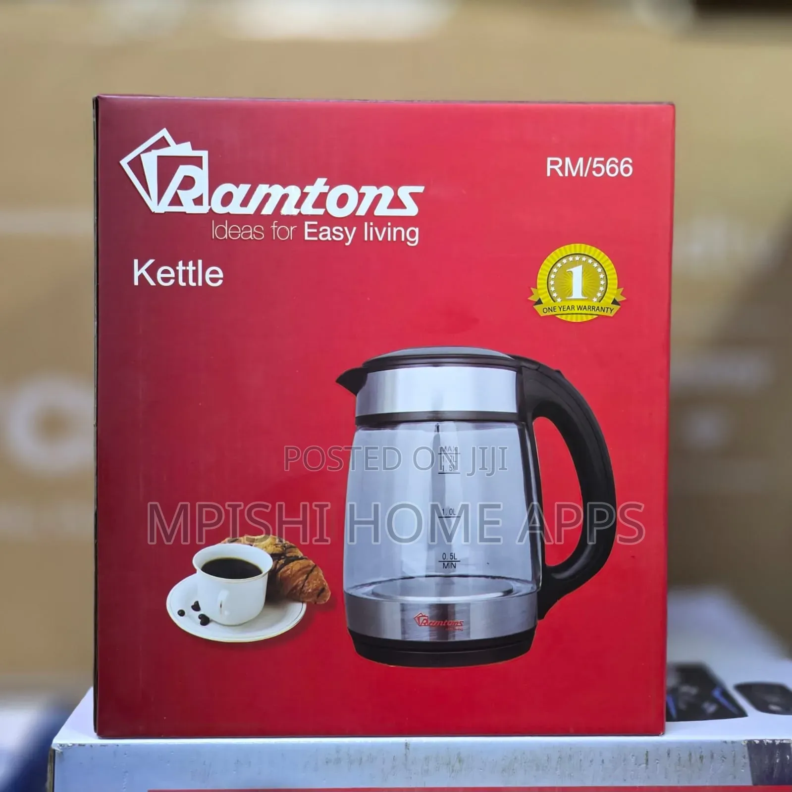 Cordless Glass Jug Kettle 1.7 Liters- Rm/566