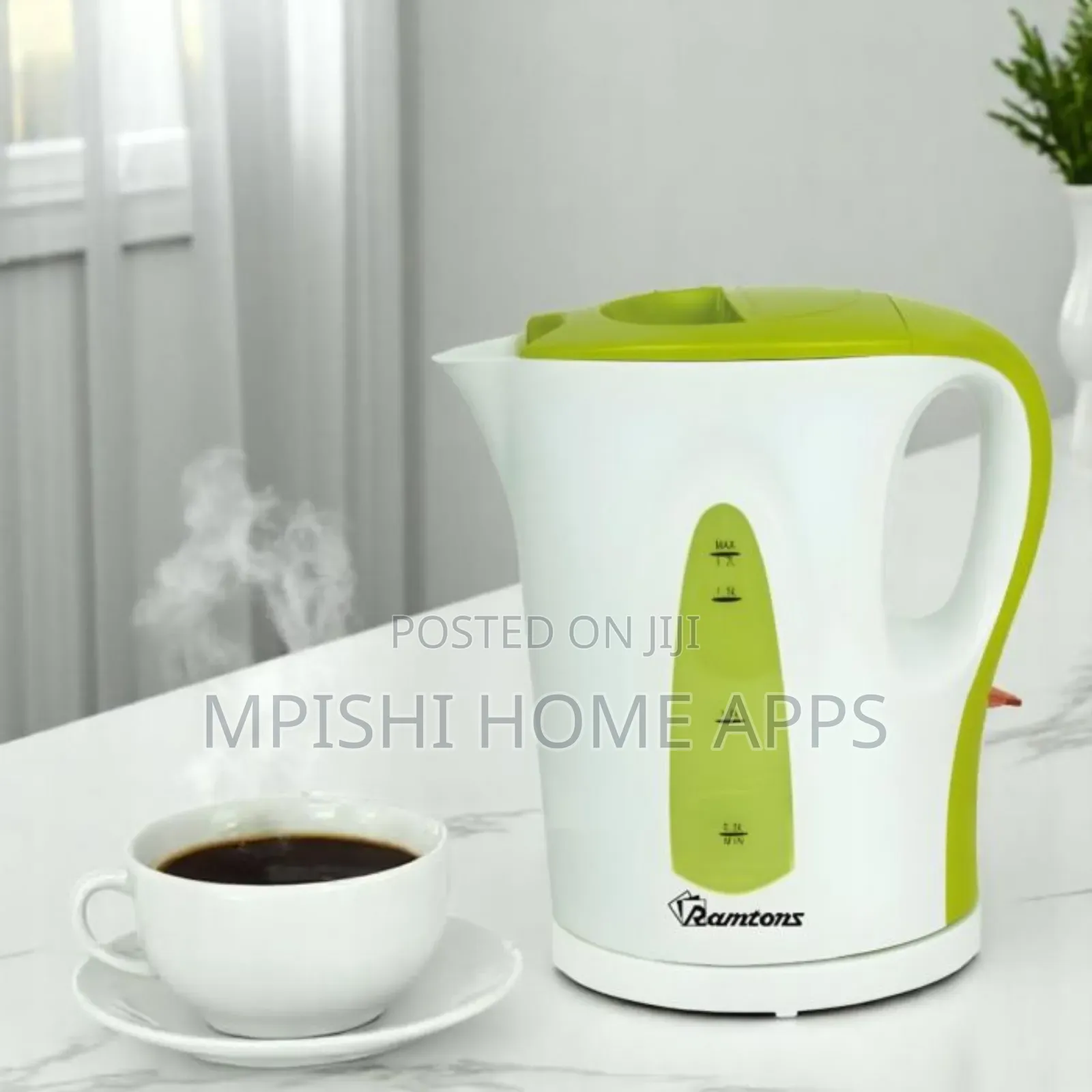Cordless Electric Kettle 1.7 Liters White and Green- Rm/349