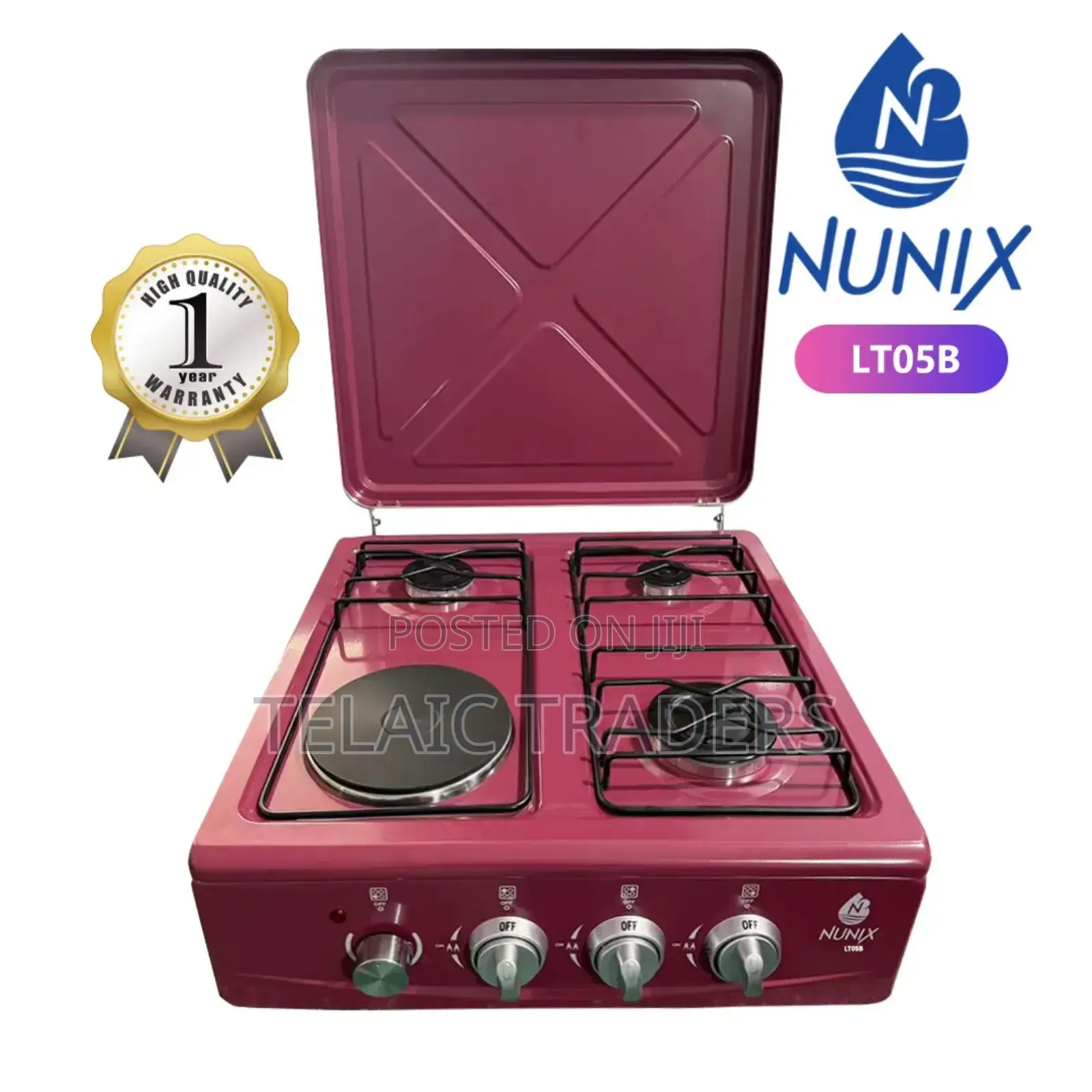 New Model Nunix Table Top Cooker 3 Gas + 1 Electric Burner Stove