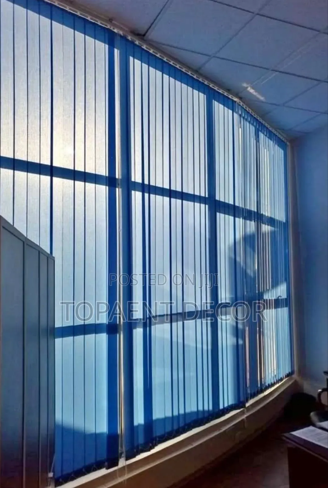 Sky Blue Wide Office Windows Vertical Office Blinds