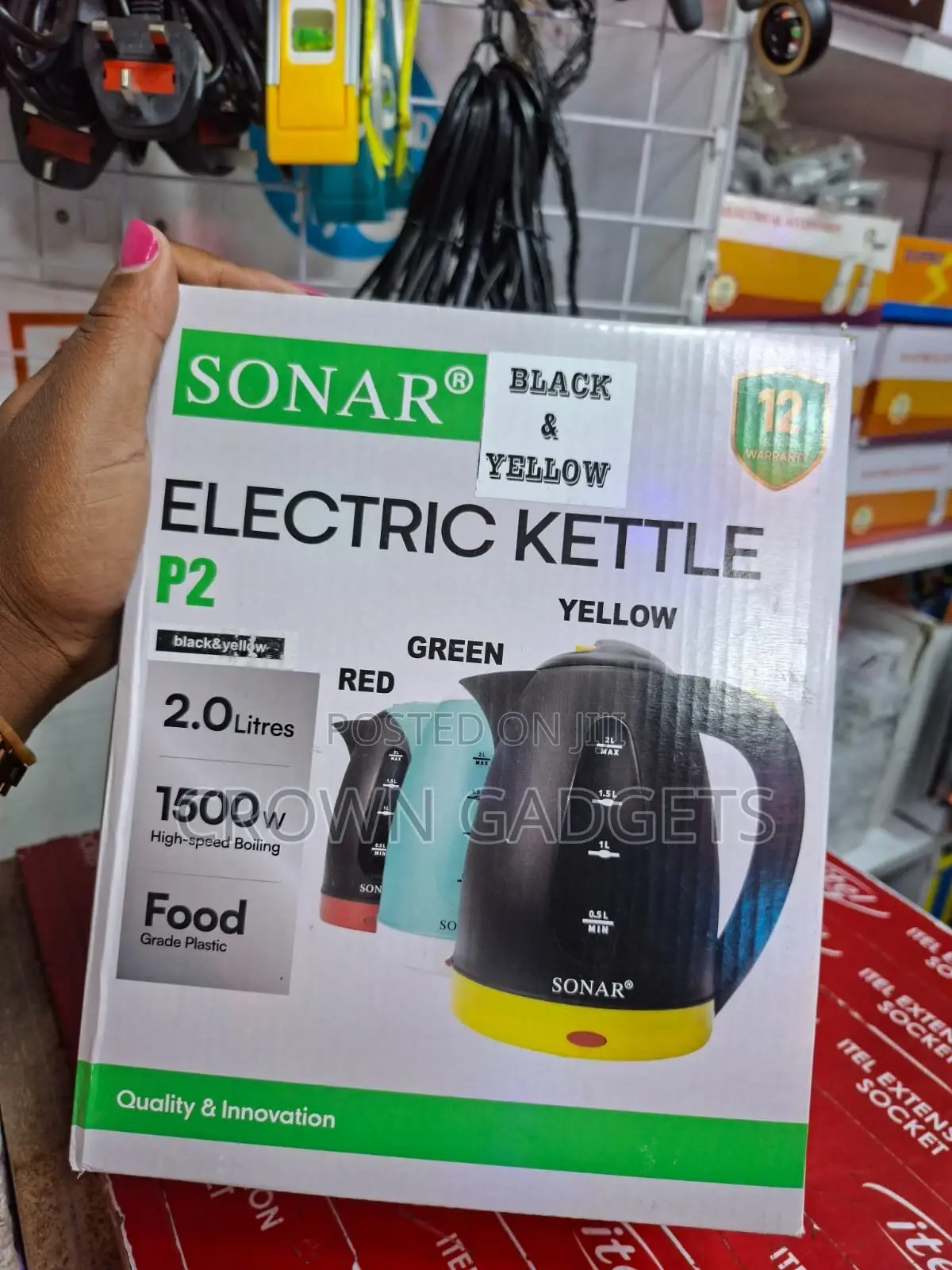Sonar P2 2l Electric Kettle 1500w Fast Boil Cordless