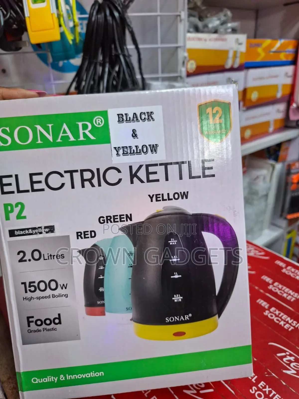 Sonar P2 2l Cordless Electric Kettle 360° Rotating Base