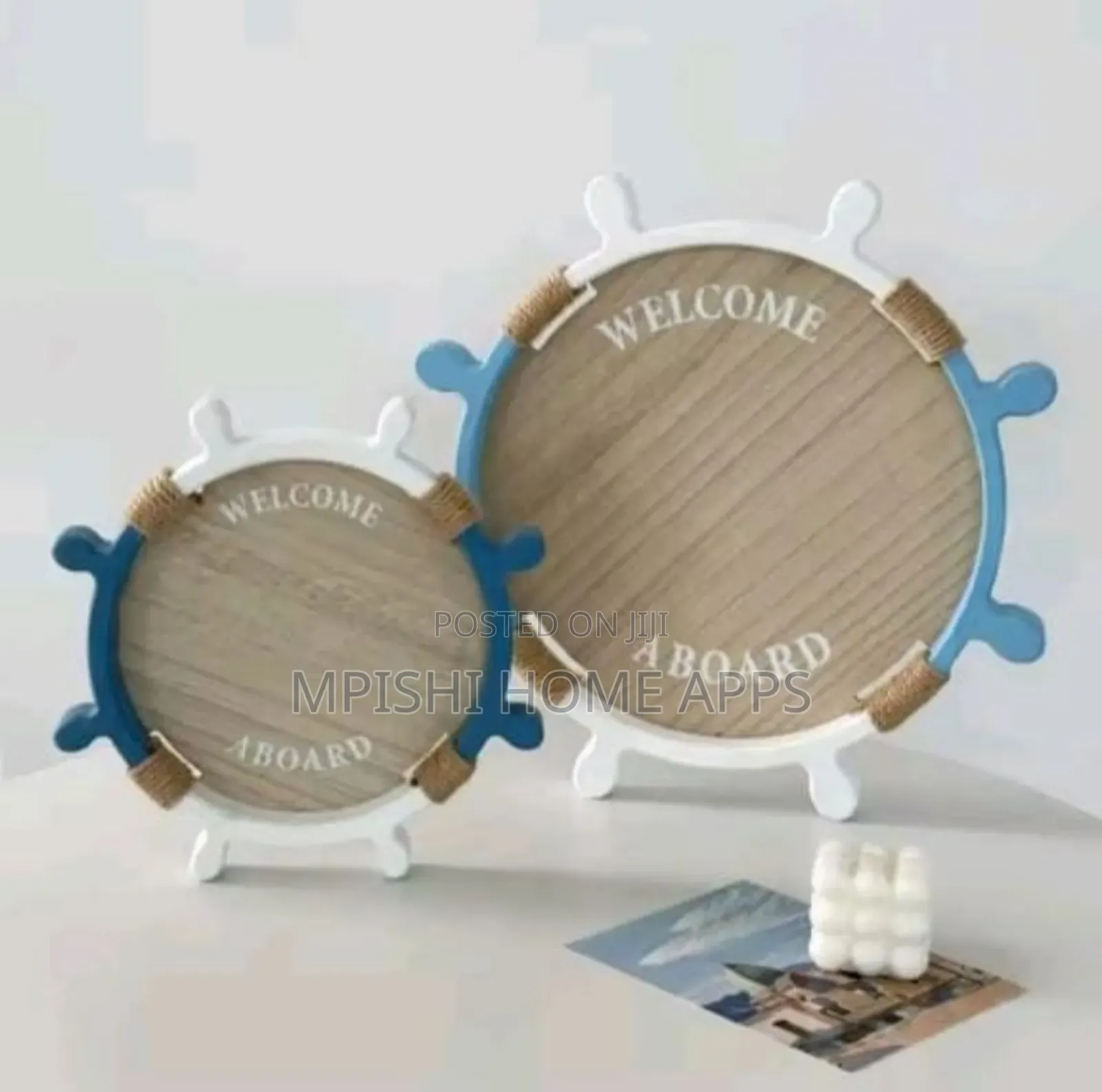 2 In 1 Decorative Ship Steering Wheel Shaped Tray Set
