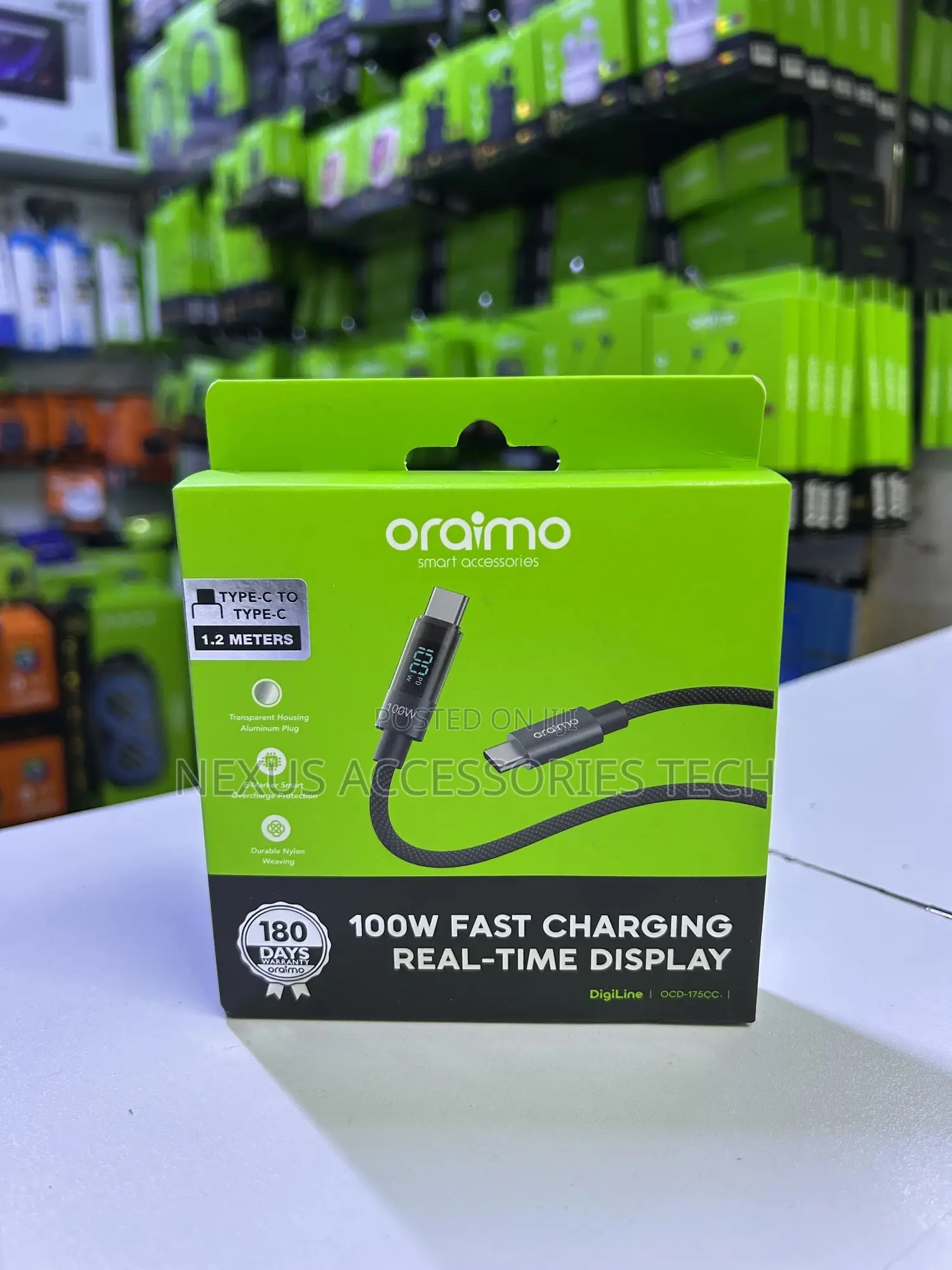 New Oraimo 100w Type-C to Type-C Fast Charging Cable 1.2m