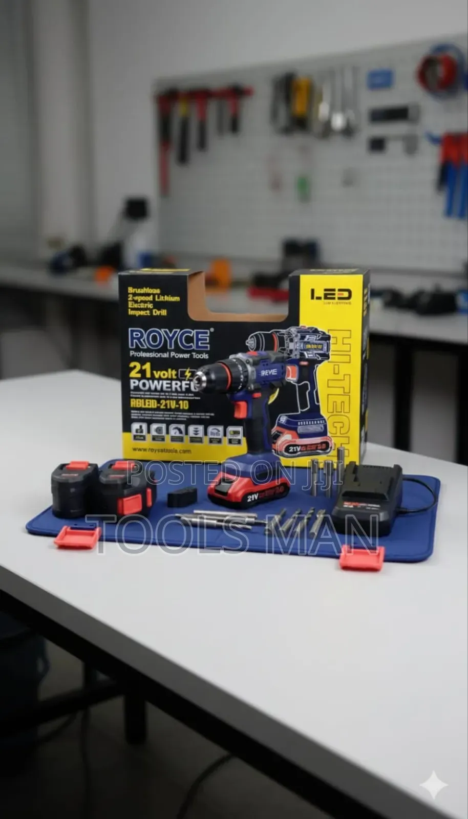 Royce Brushless Cordless Drill 21v, 2-Speed Lithium Electric Drill Kit