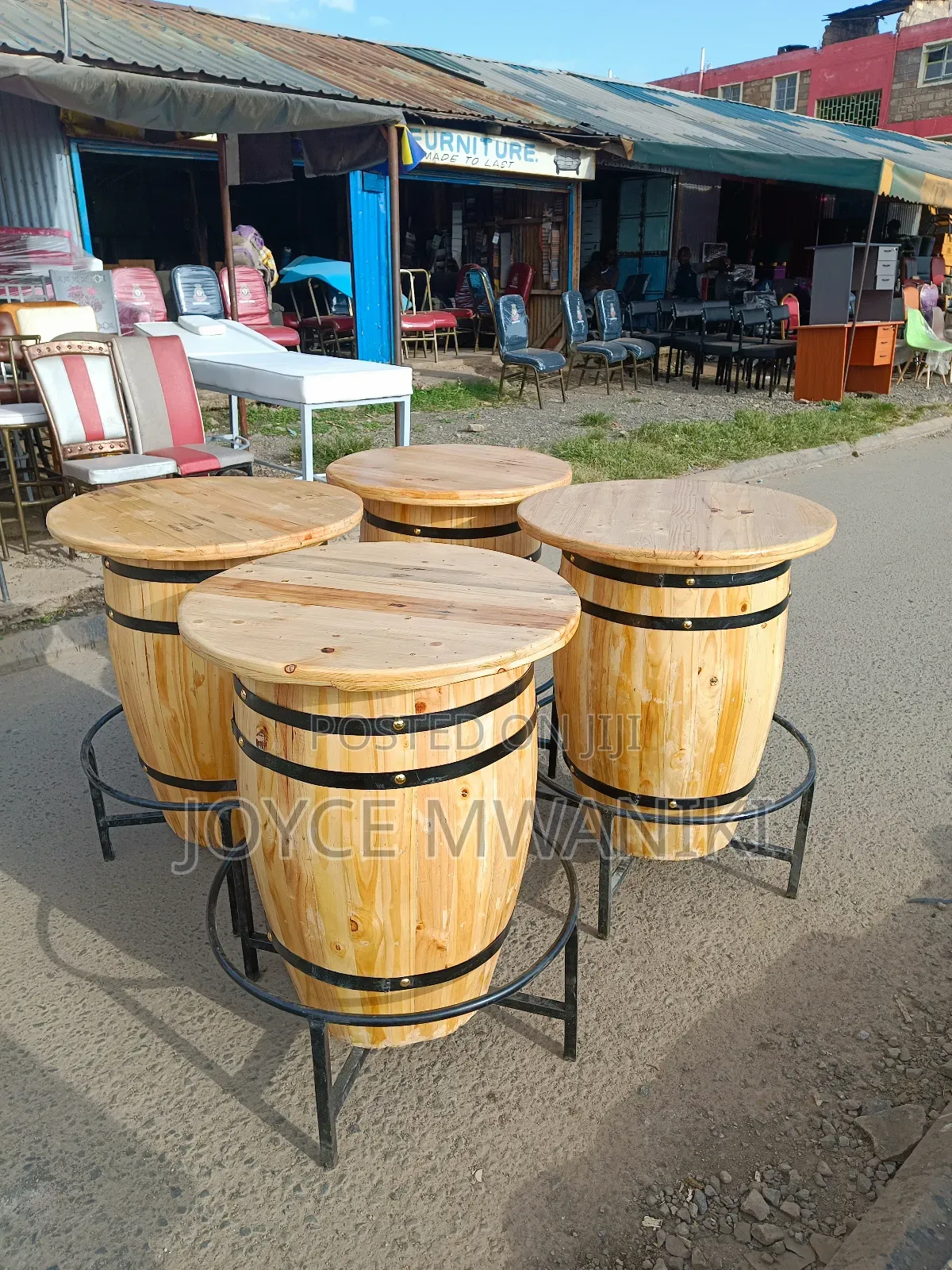 Barrel Bar Tables With Clear Varnish 