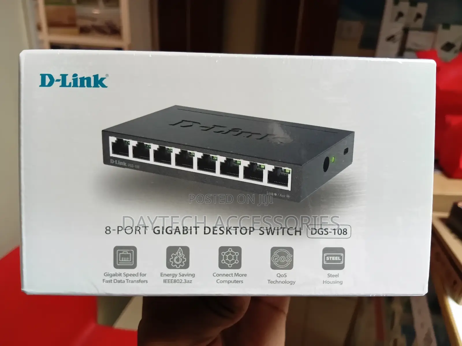 D Link DGS-108 8-Port Gigabit Unmanaged Desktop Switch - Black