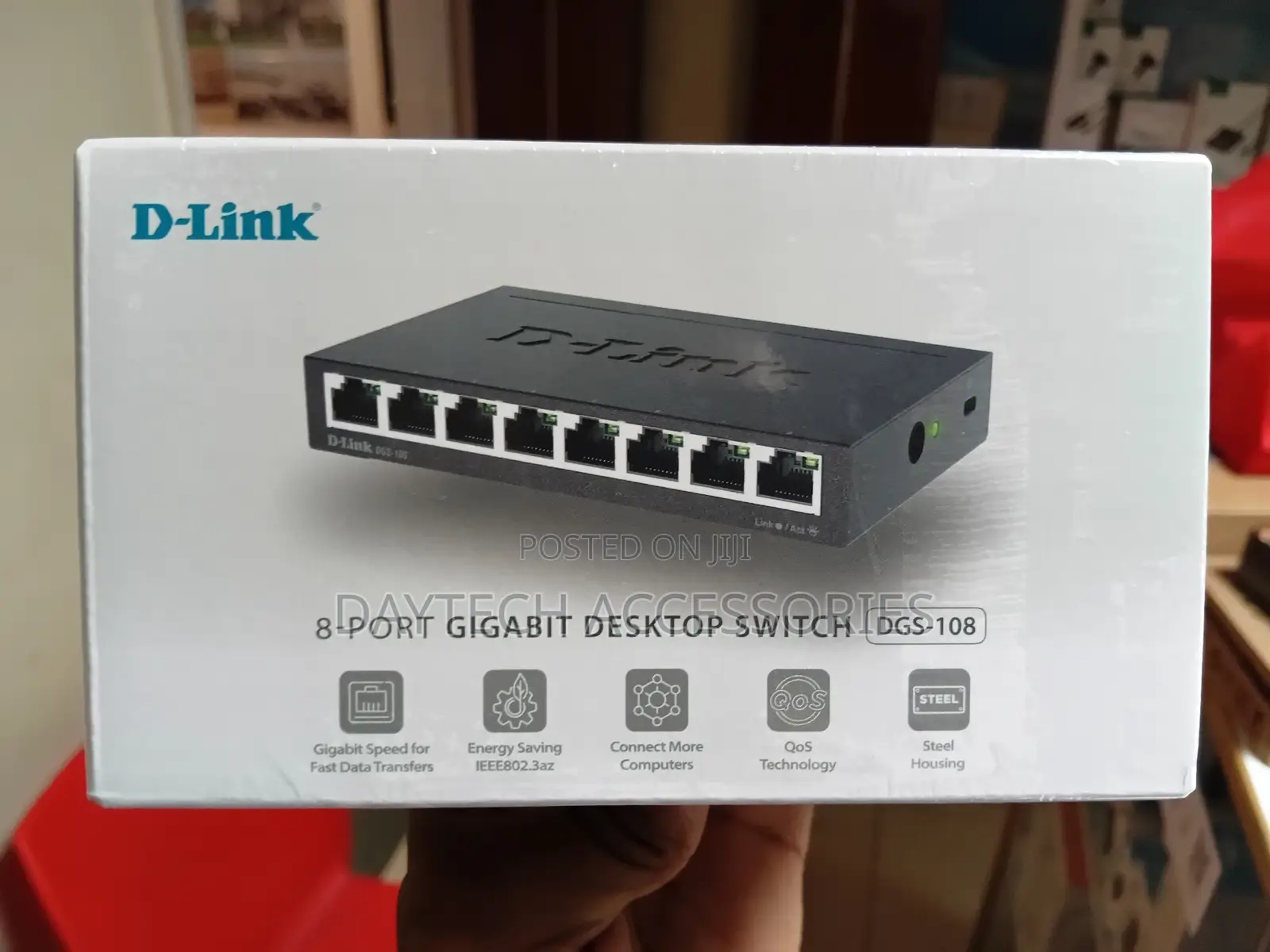 D Link DGS-108 8-Port Gigabit Unmanaged Desktop Switch - Black