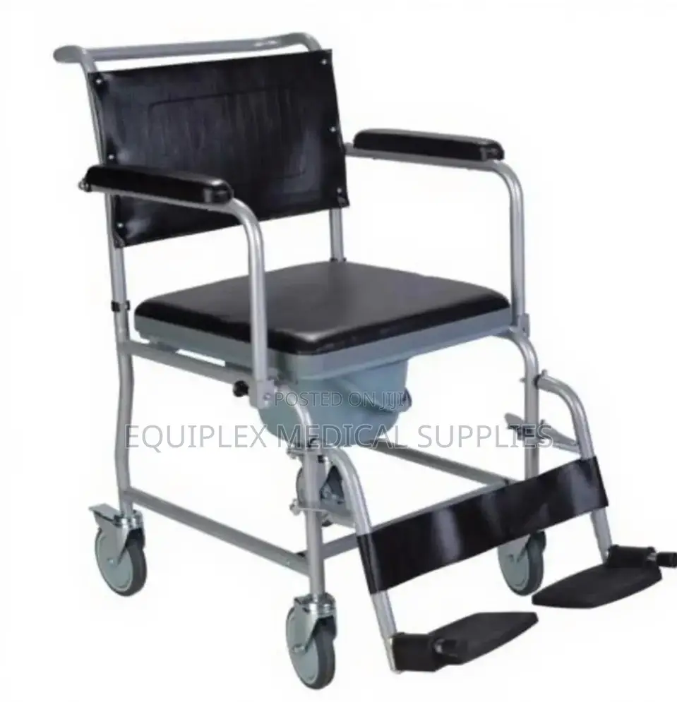 Commode Chair With Footrest And Castors (Comfortable And Lightweight)