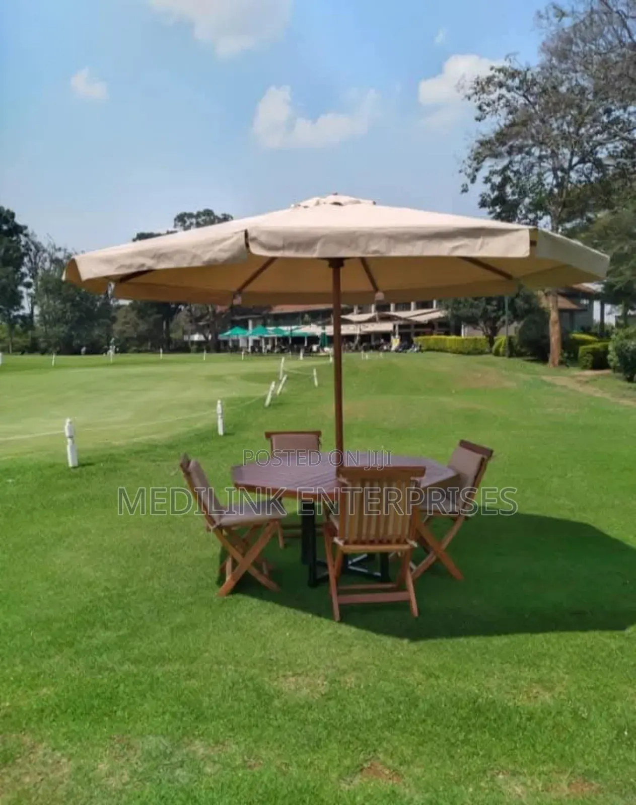 4-Seater Cushioned Chairs Garden Outdoor Umbrella Shades