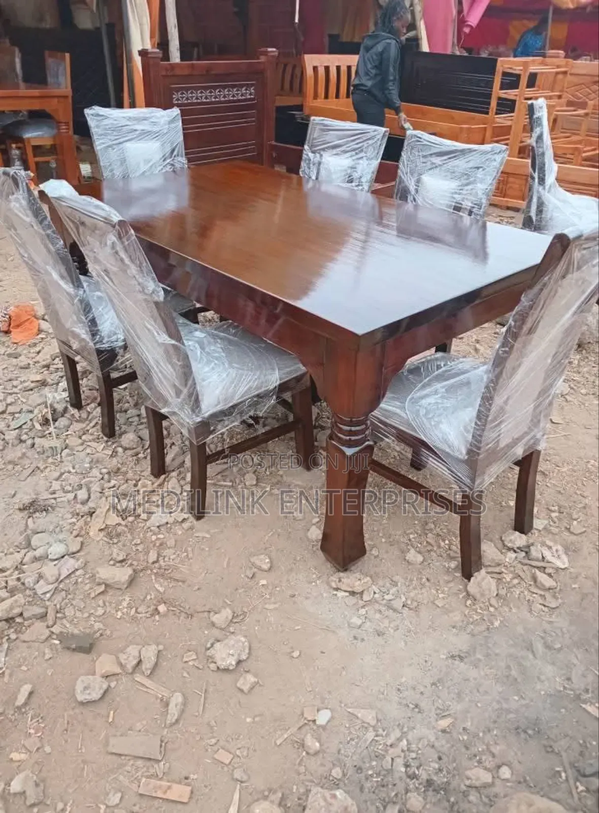 Nevy Wooden Chairs 6-Seater Dinning Table Set