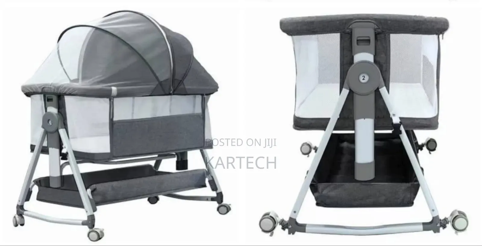 Portable Baby Co-Sleeper Crib With Wheels and Mesh Sides