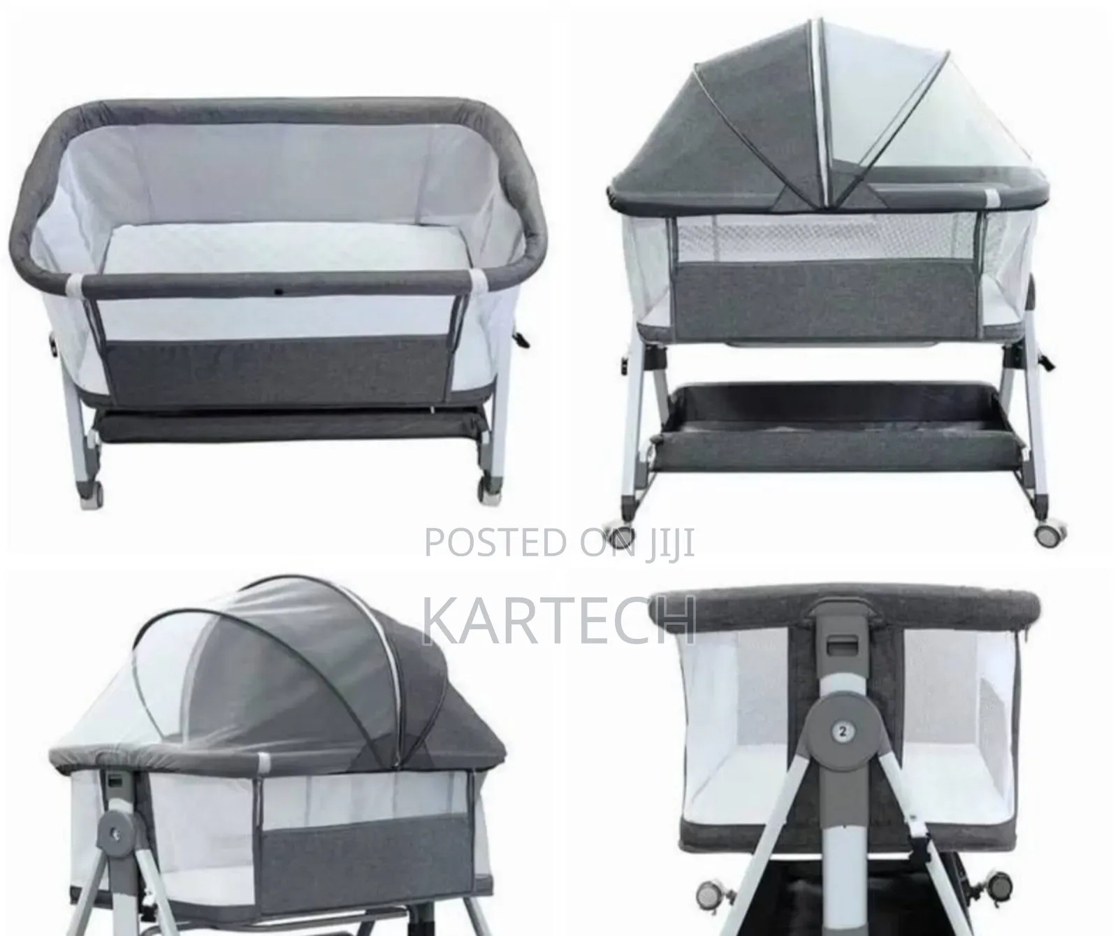 Newborn Bedside Sleeper Bassinet With Canopy Storage Basket