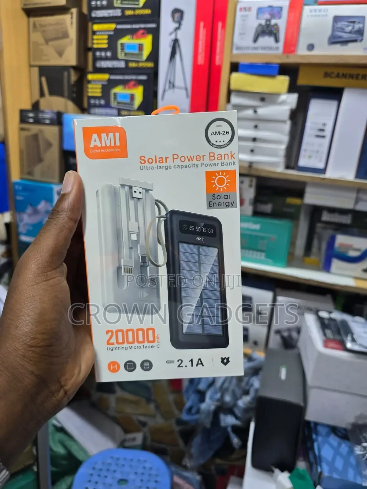 Ami Am-26 Portable Solar Power Bank 2.1a Fast Charge
