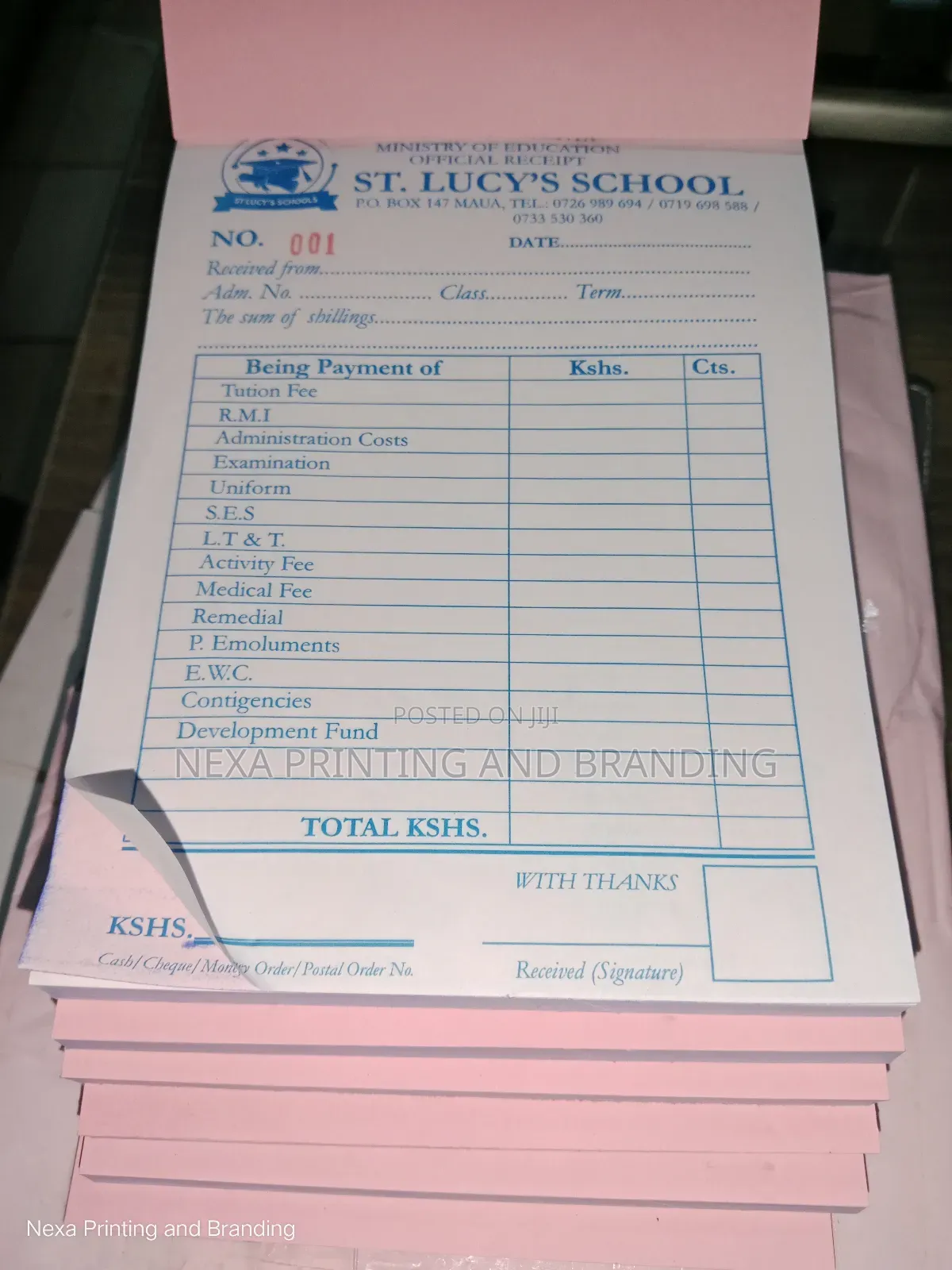 School Receipt Books Printing