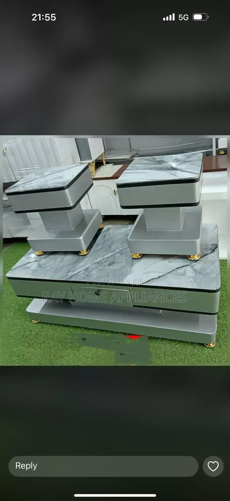 Coffee Table With Glass/Marble Topping With 2 Stools Differentcolours