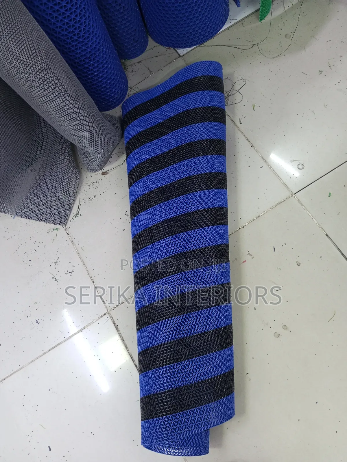 Blue Stripped Anti Slippery Mats Environmental Bathroom Mats