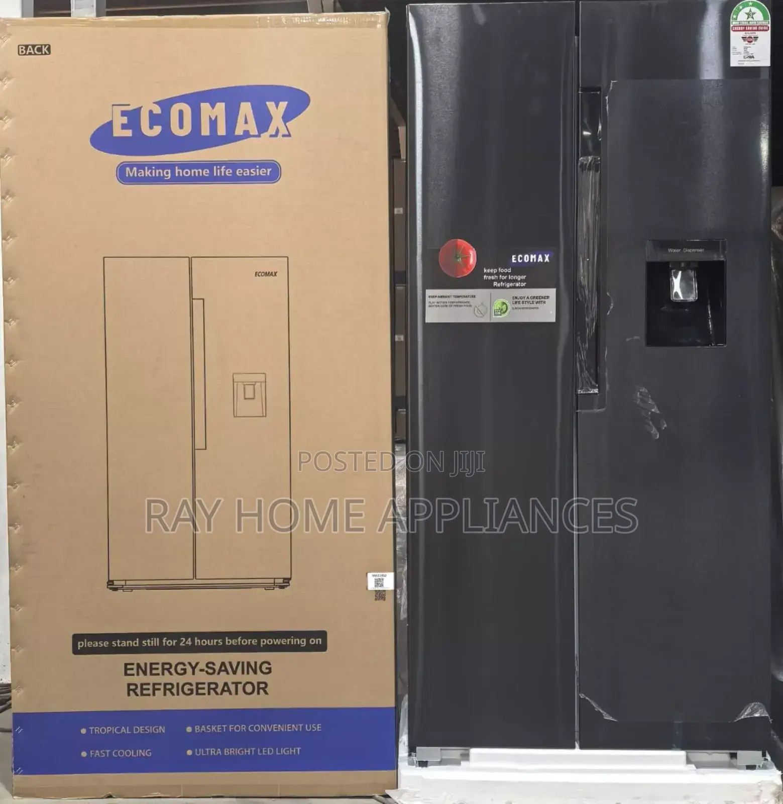 Ecomax 454 Litres Darksilver Side by Side With Dispenser Refrigerator
