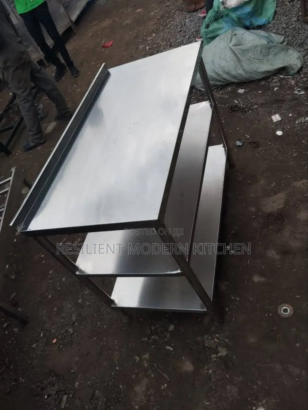Stainless Steel Kitchen Table Top With 2 Undershelf