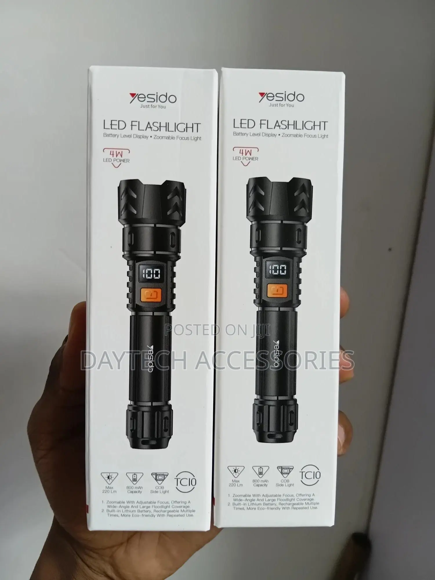 Yesido Tc10 Rechargeable Led Flashlight – Black