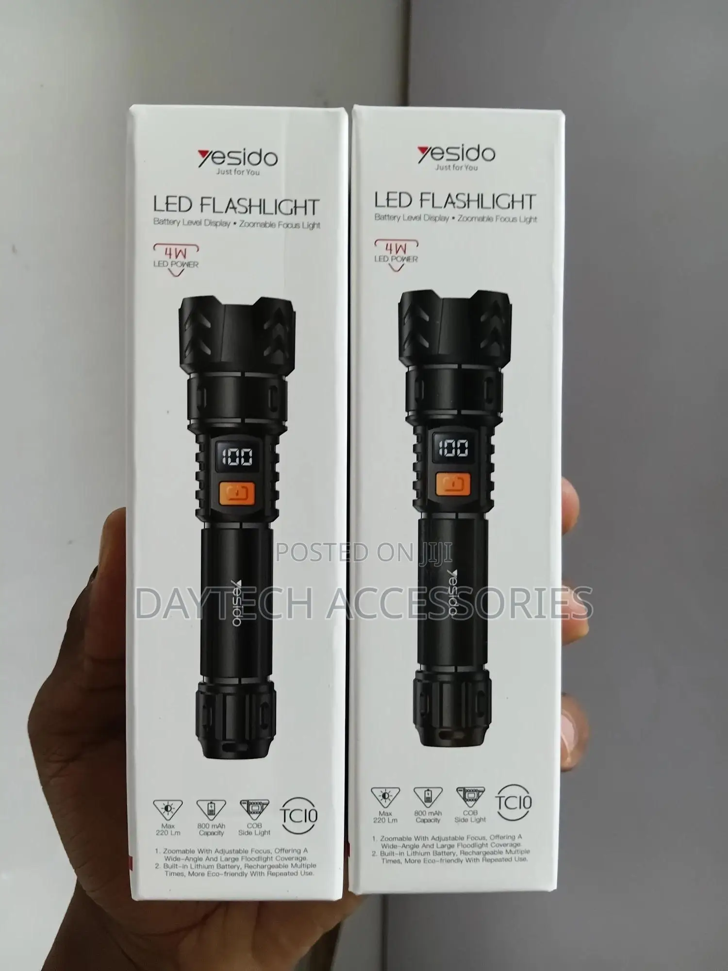 Yesido Tc10 Rechargeable Led Flashlight – Black
