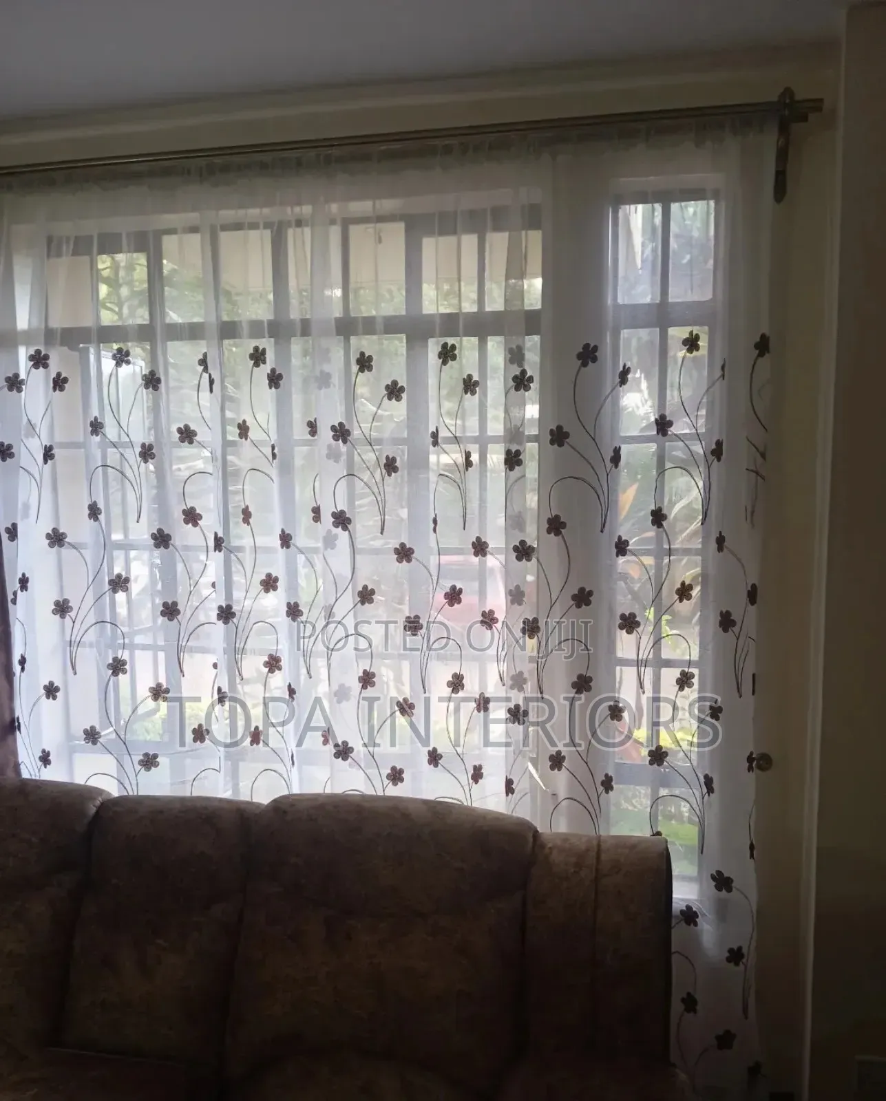Living Room Sheers With Flowers for Diffused Light