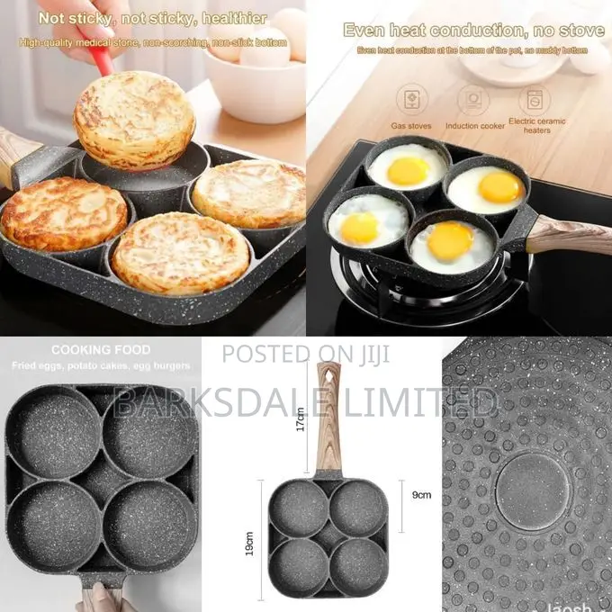 Ceramic Granite Non-Stick 4 Slot Pancake Eggs Pan Frying Cooking