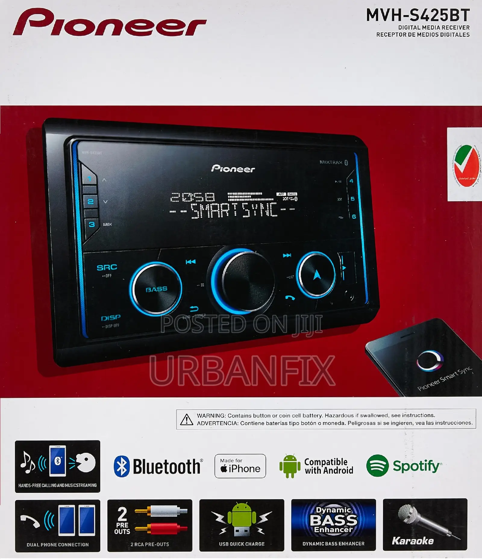 Pioneer MVH-S425bt Double Din Bluetooth Car Radio With Fm, Usb