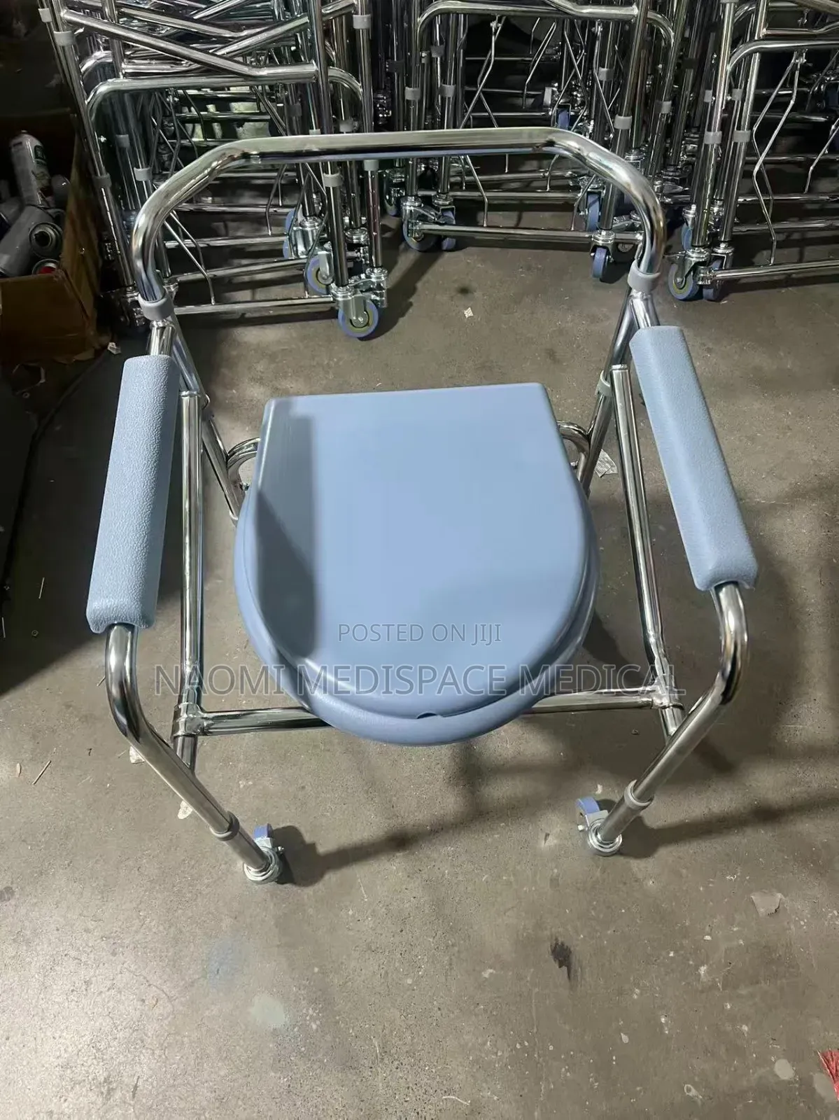 Blue Commode Chair With Wheels