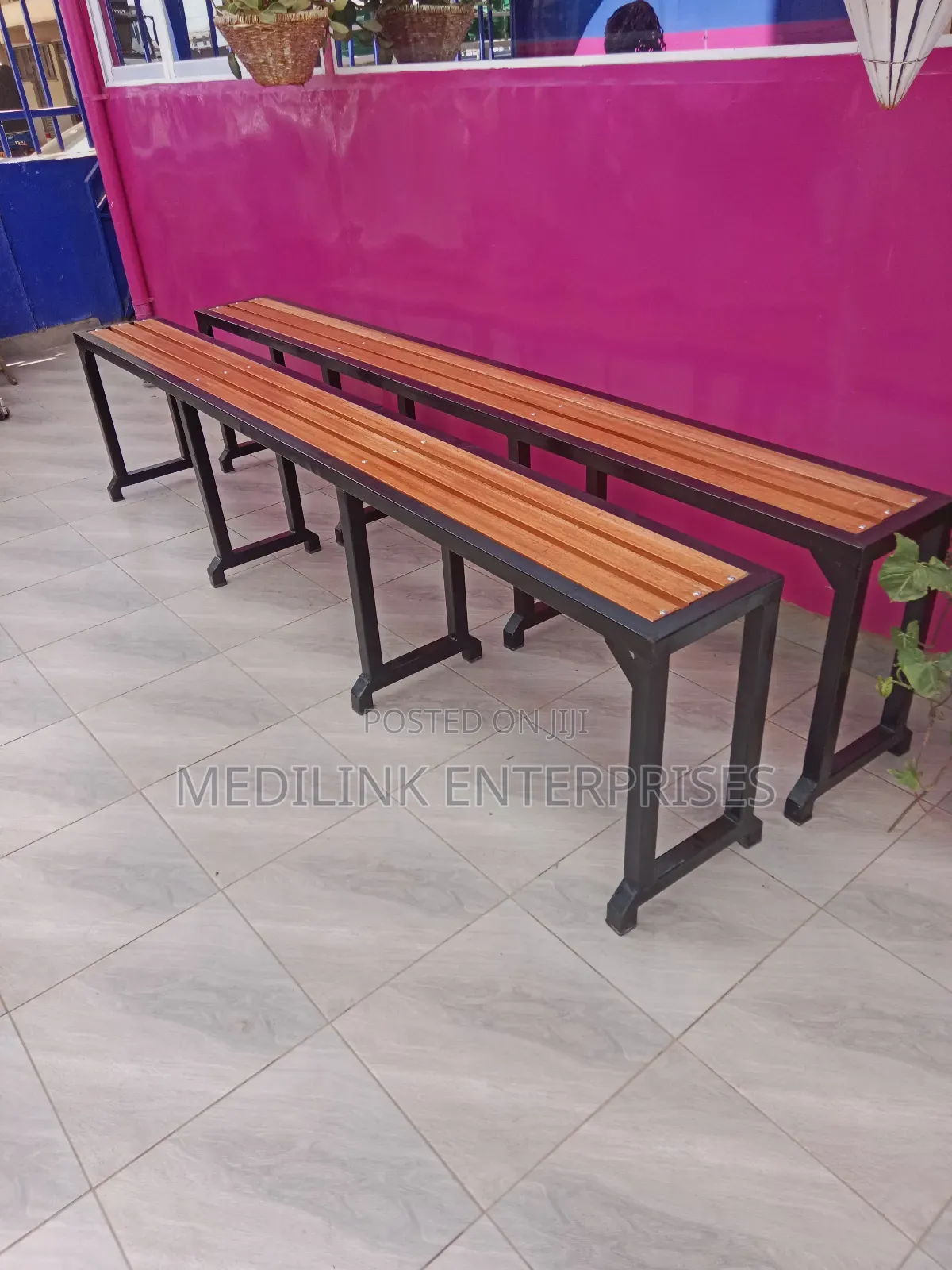 Wak Wooden Metallic Garden Outdoor B3nches