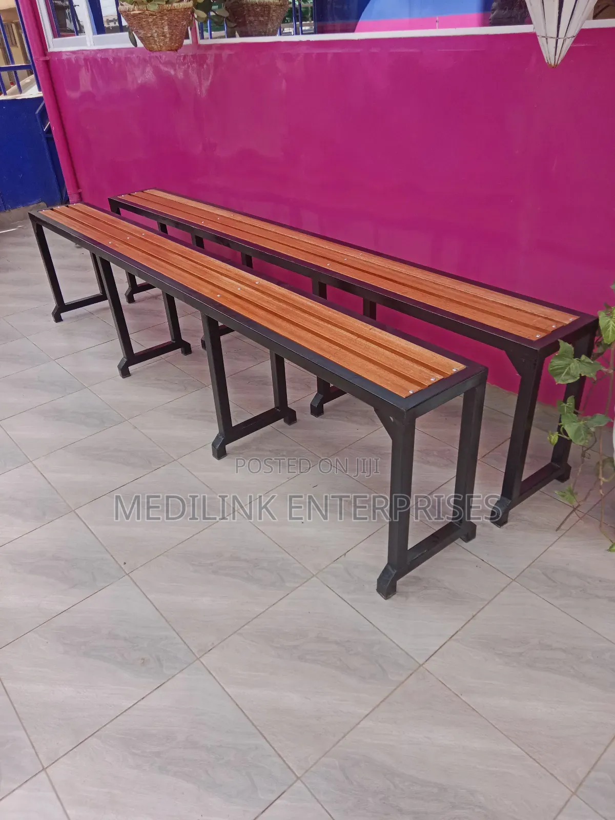 Wak Wooden Metallic Garden Outdoor B3nches