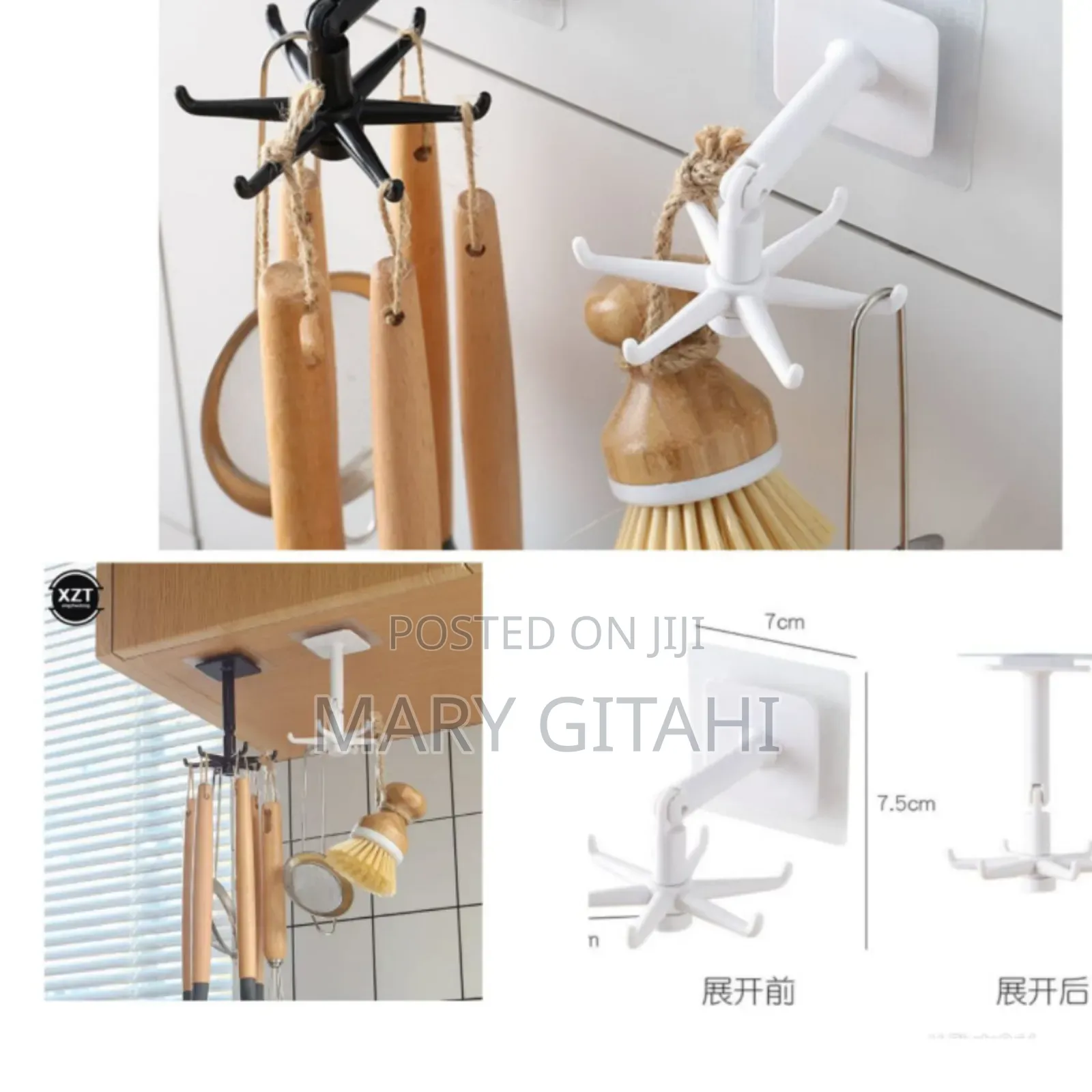 *Multifunction Shelf 6 Rotating Hooks Organizer