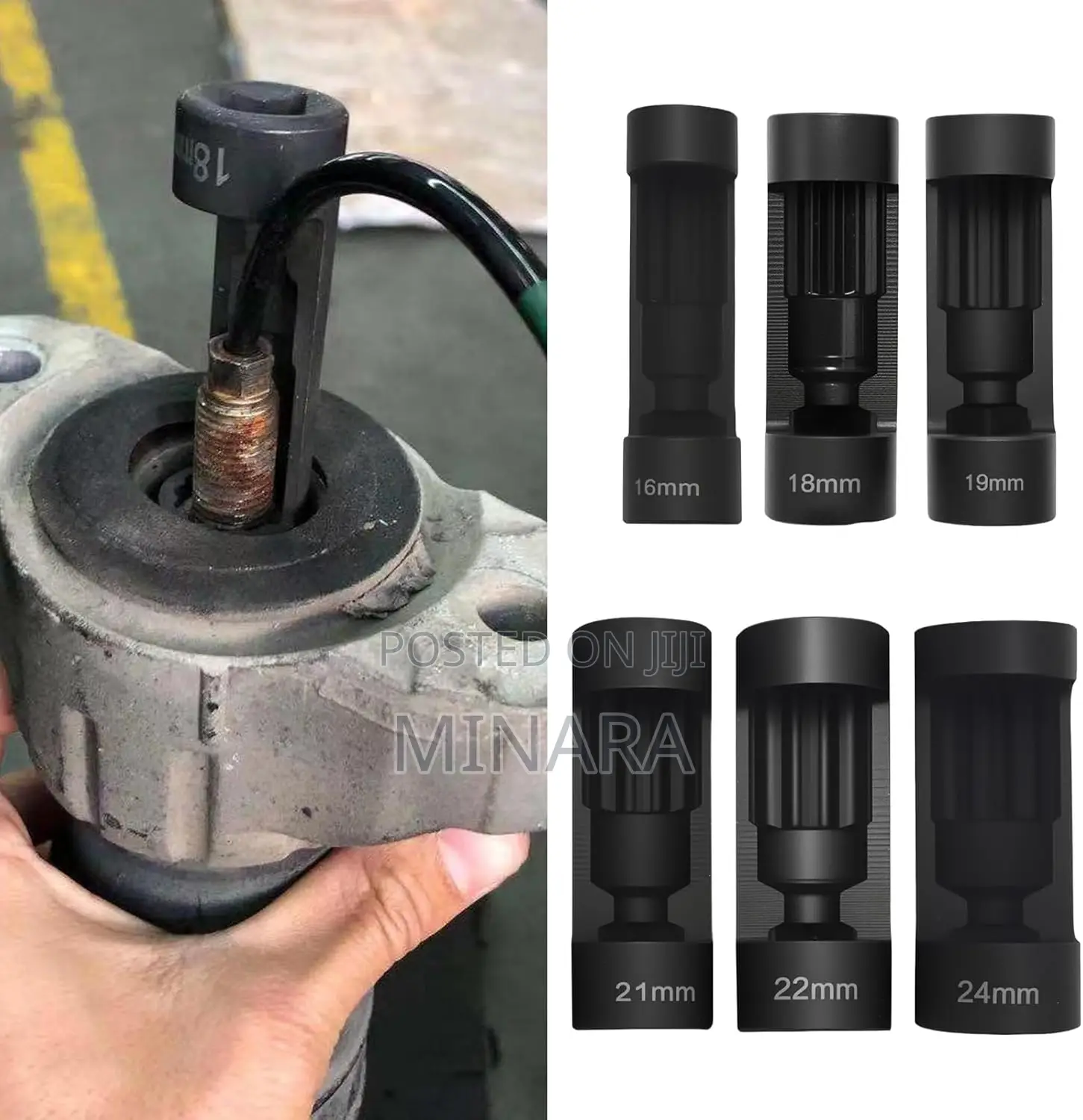 6 Pcs,Shock Absorber Strut Nut Removal Tool, 1⁄2” Suspension Sockets
