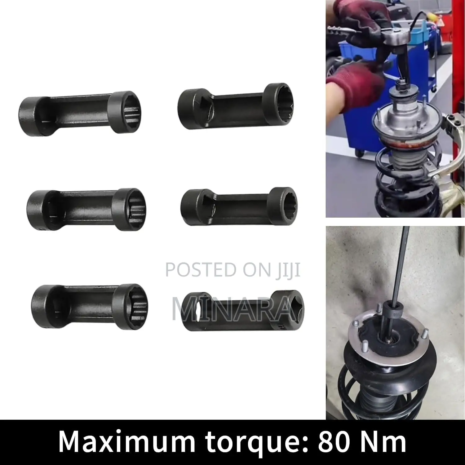 6 Pcs,Shock Absorber Strut Nut Removal Tool, 1⁄2” Suspension Sockets