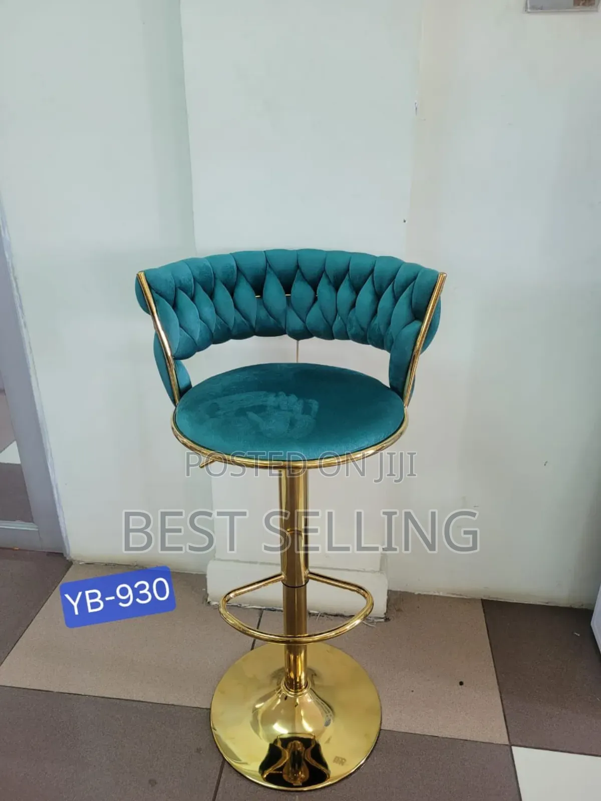 Blue Leathered Barstool