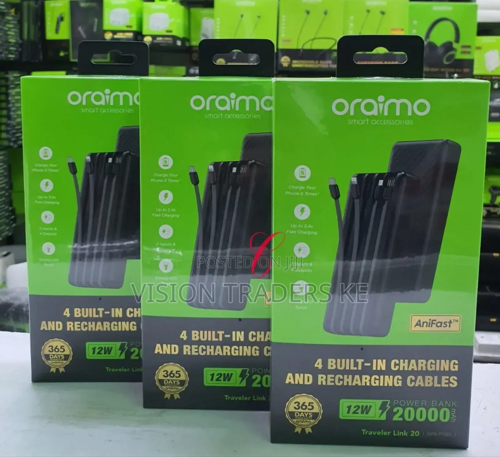 Oraimo Opb-P5201 20,000mah Power Bank With 4 Built-in Charging Cables