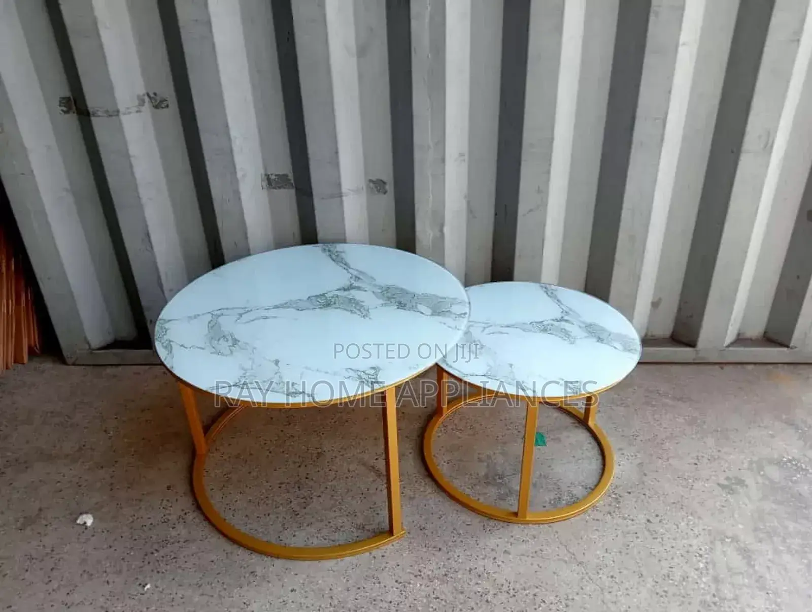 Marble Nesting Coffee Table (Glass Effect) White