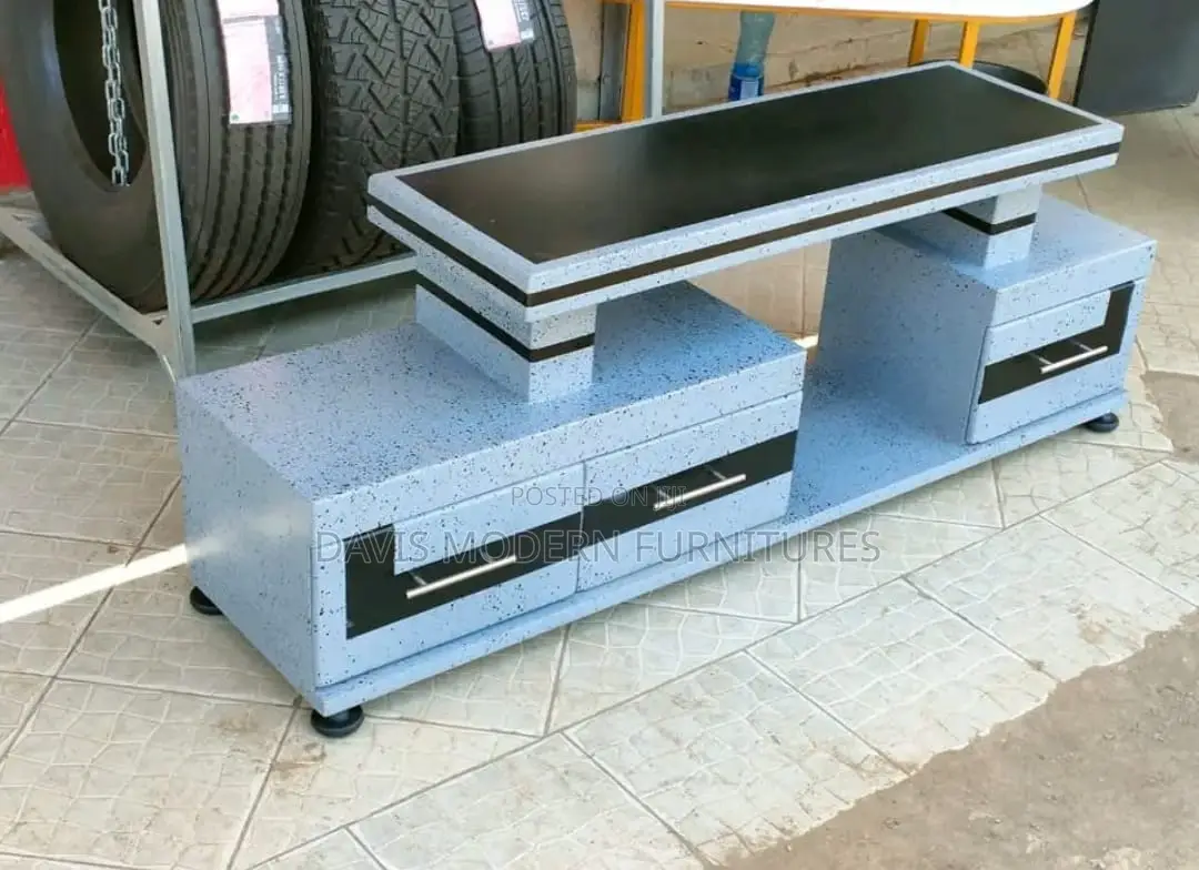 Sleek Blue Black Tv Stand