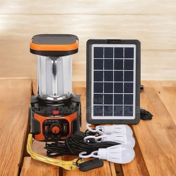 Dat at 9016b Solar Lighting Kit With Fm Radio and Rechargeable Battery