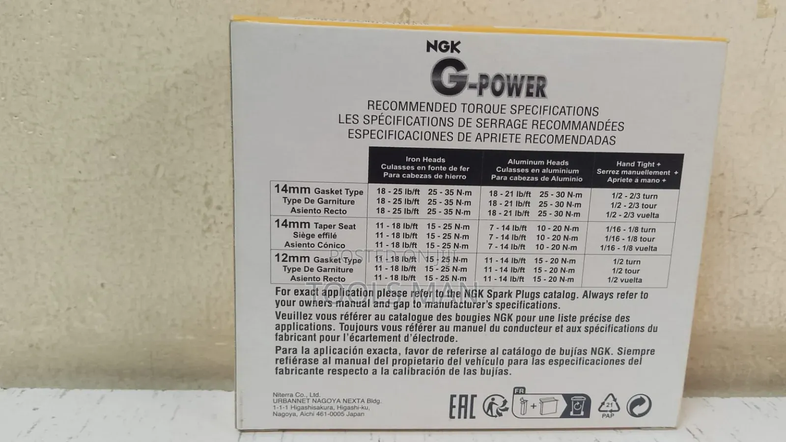 Original NGK G-Power Platinum Alloy Spark Plugs.