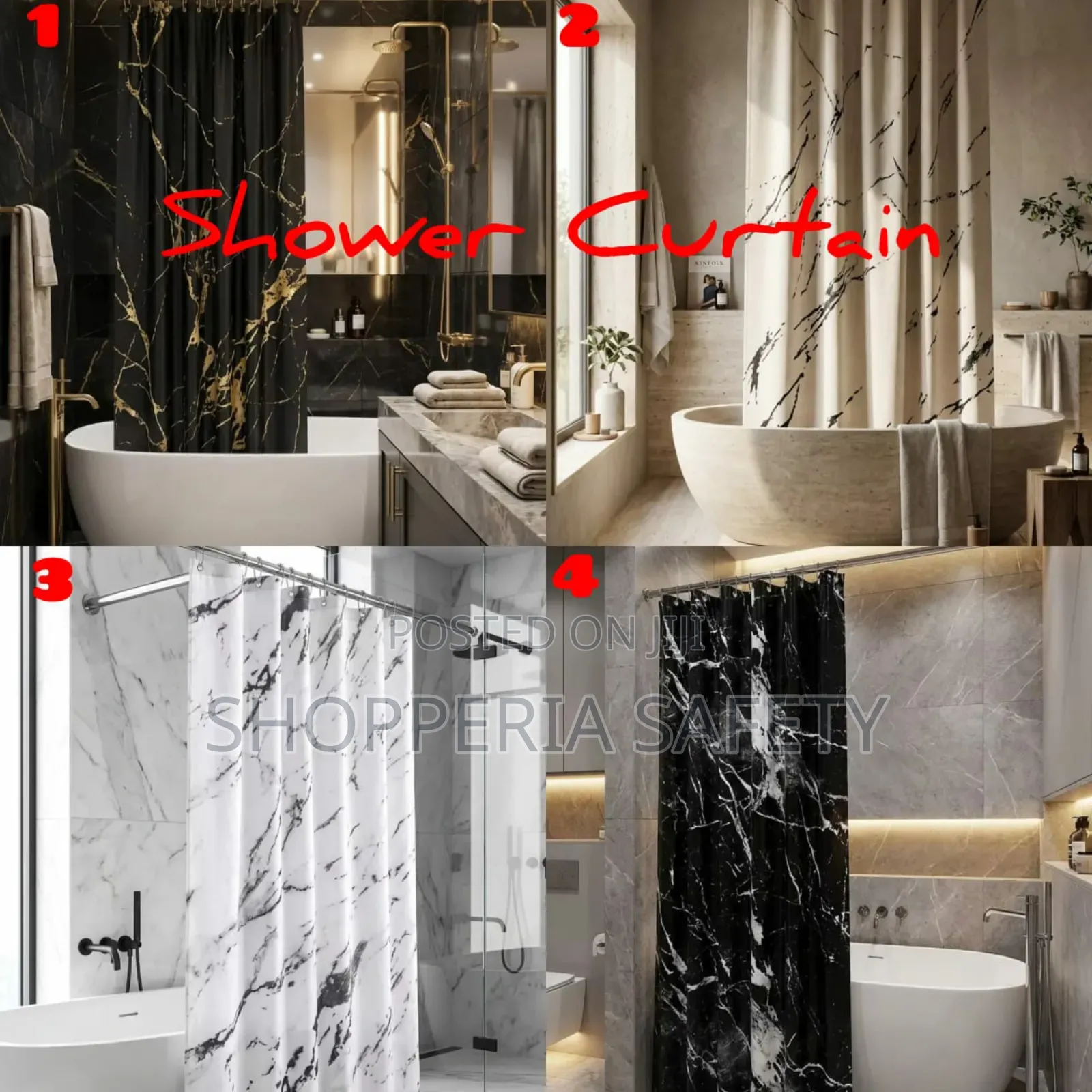Marble Effect Shower Curtains