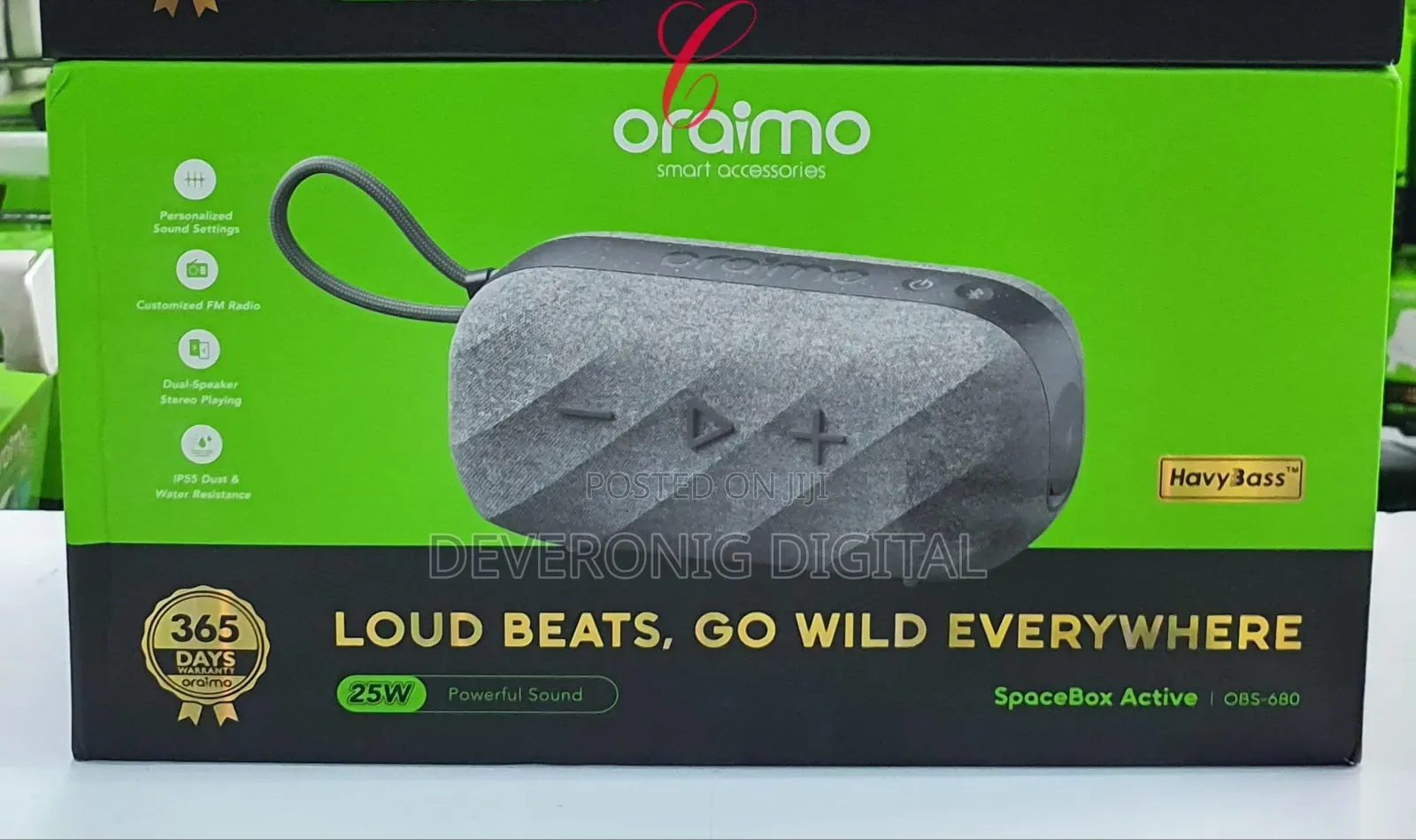 Oraimo Spacebox Active Obs-680 *25w* Powerful Sound Speaker Fm Radio*