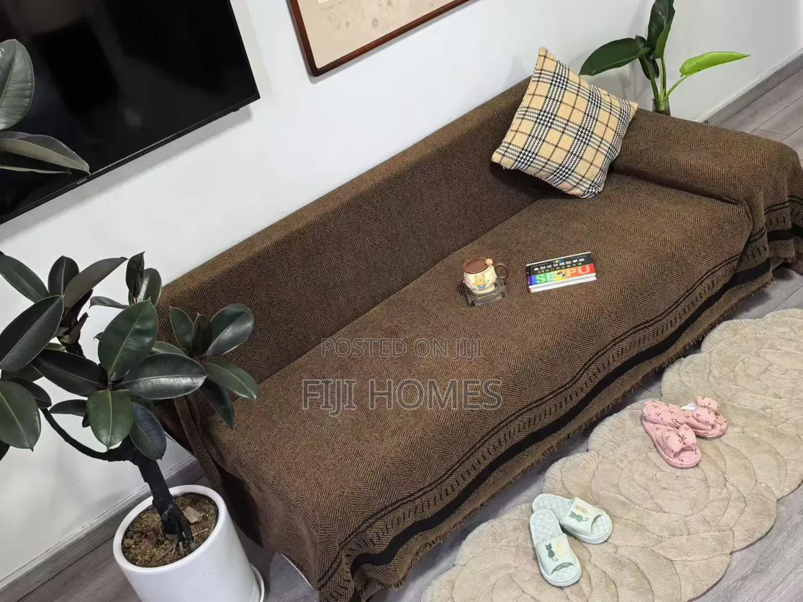 Reversible Chenille Cotton Sofa Covers | 7-Seater (3-2-1-1)