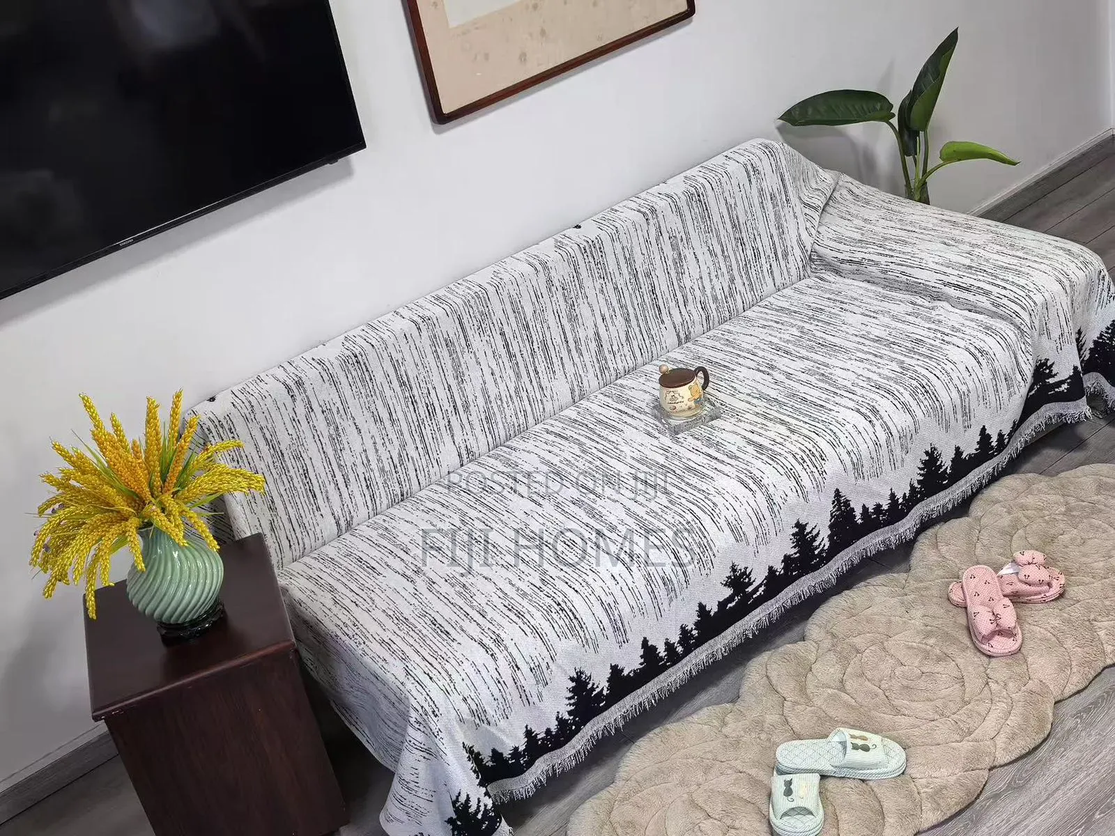 Reversible Chenille Cotton Sofa Covers | 7-Seater (3-2-1-1)
