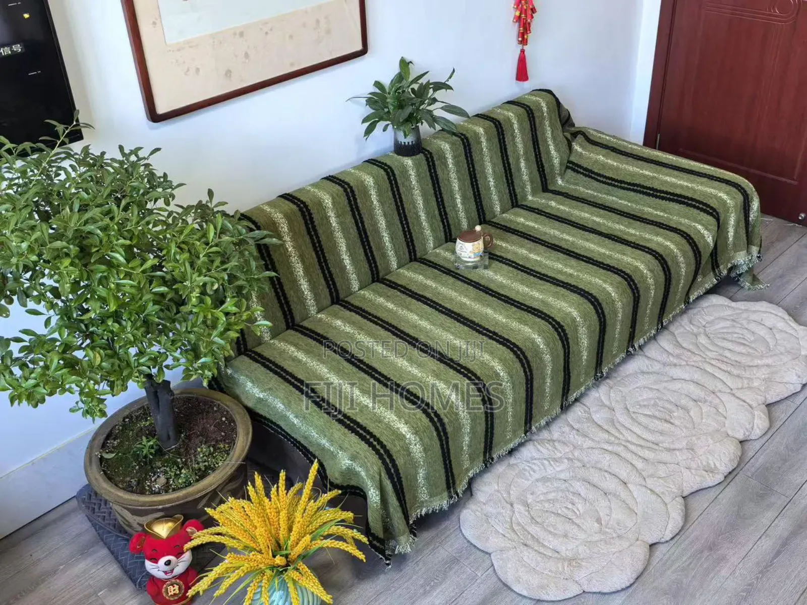 Reversible Chenille Cotton Sofa Covers | 7-Seater (3-2-1-1)