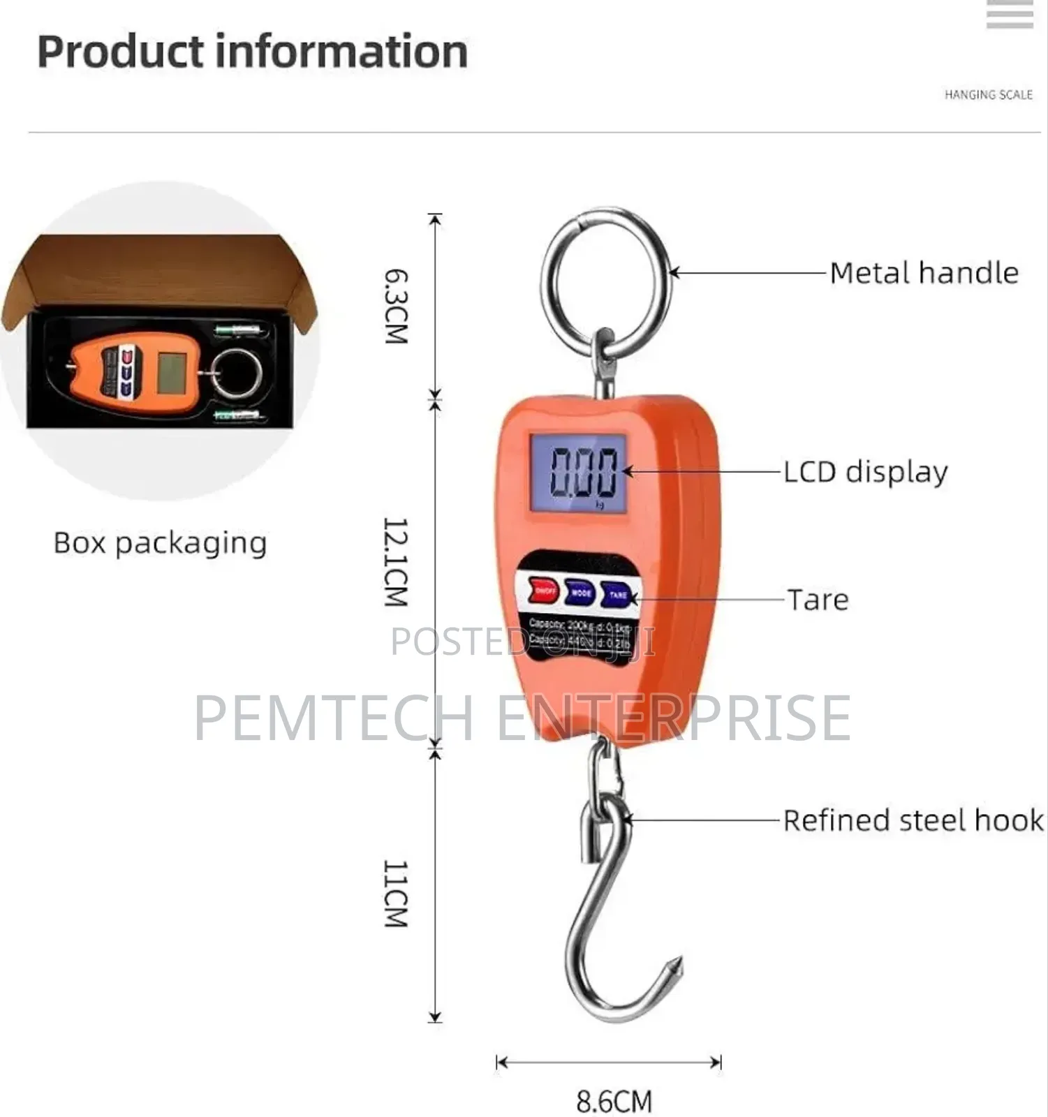 200kgs Portable Digital Hanging Crane Scale