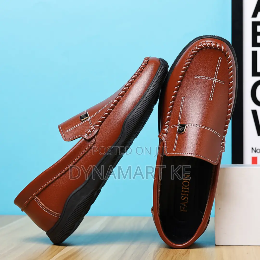 Men’S Shoes Loafers Microfiber Leather Official Casual Slip on Brown